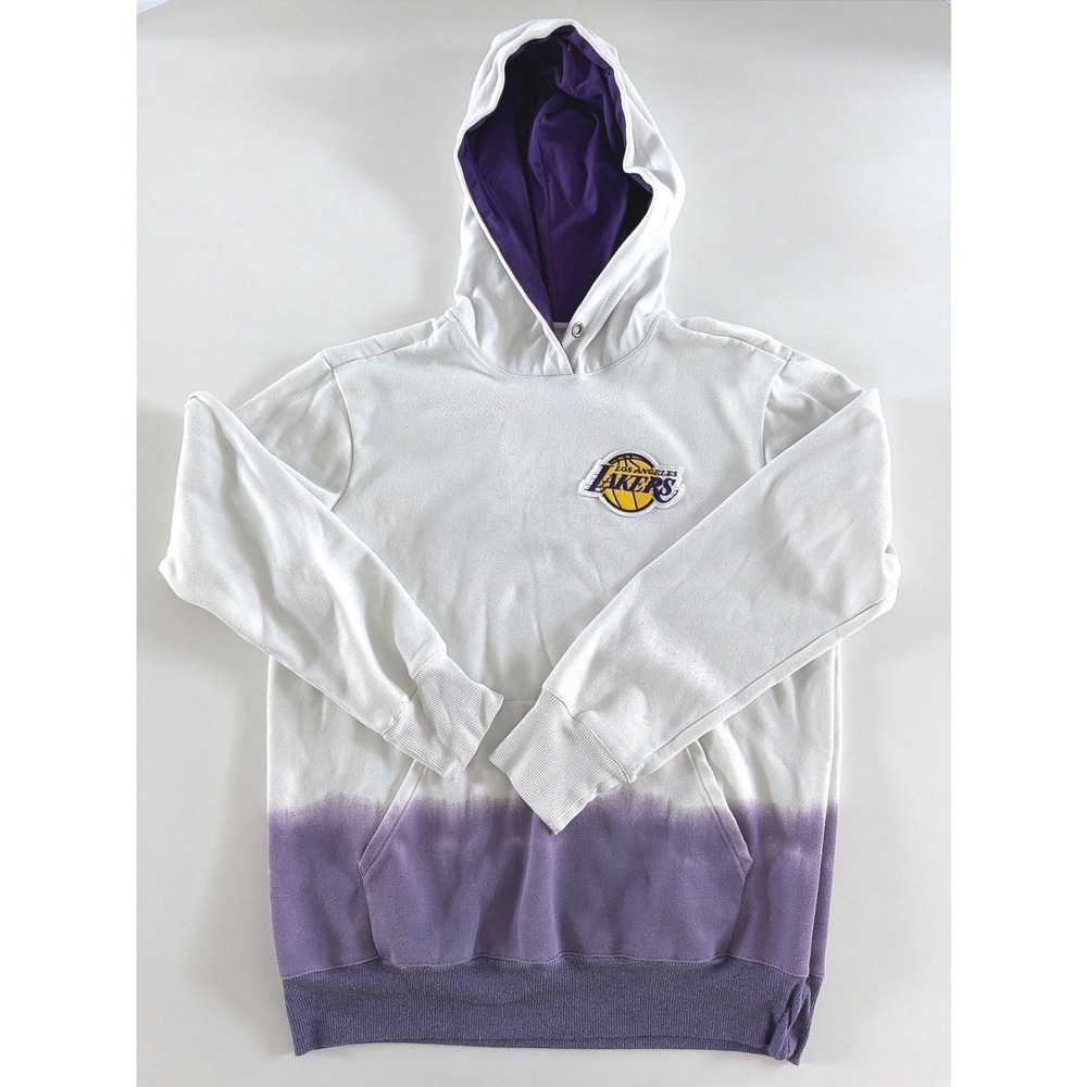 FISLL Los Angeles Lakers Dip Dye Hoodie White Purple Mens Medium NBA Sweatshirt